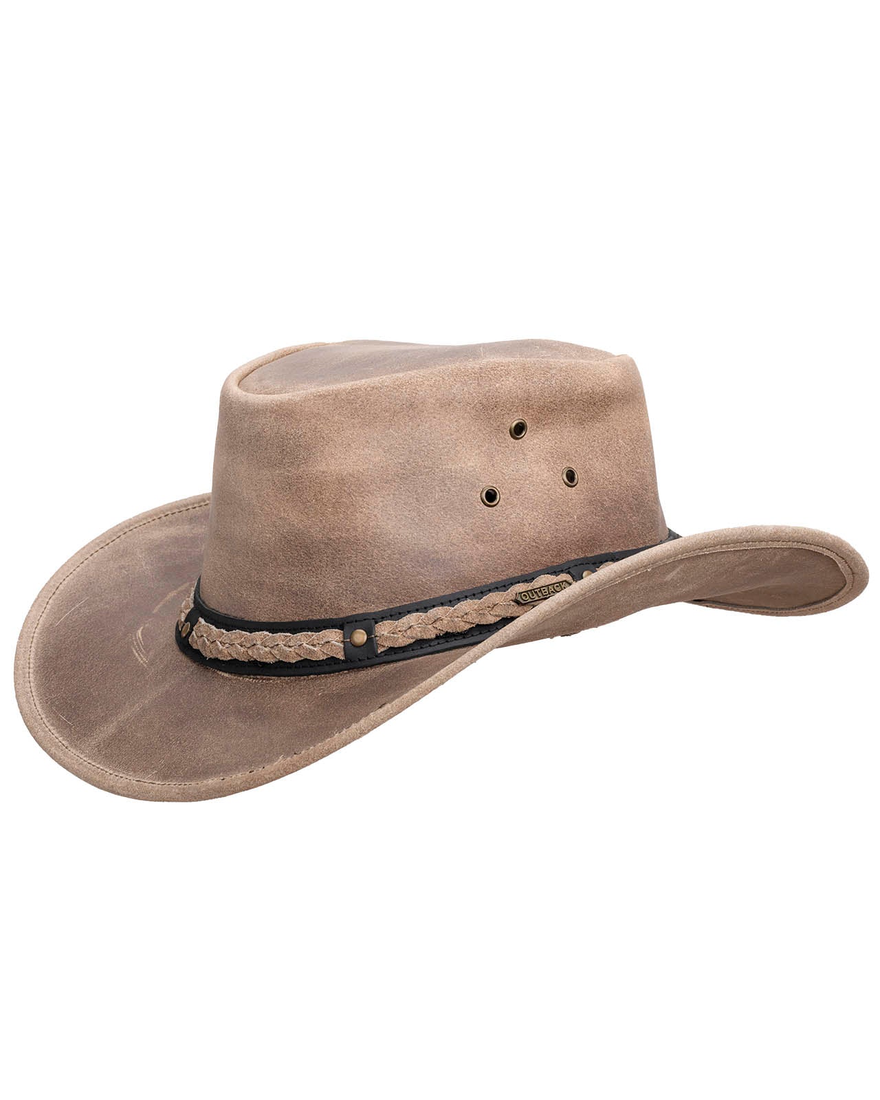 Outback Trading Company Wagga Wagga Leather Hat Antelope Rough Cut / SM 1367-ARC-SM 789043387711 Leather Hats