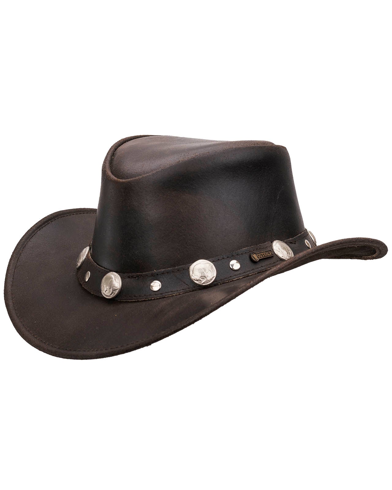 Outback Trading Company Rawhide Leather Hat Chocolate / SM 1376-CHO-SM 089043222303 Leather Hats