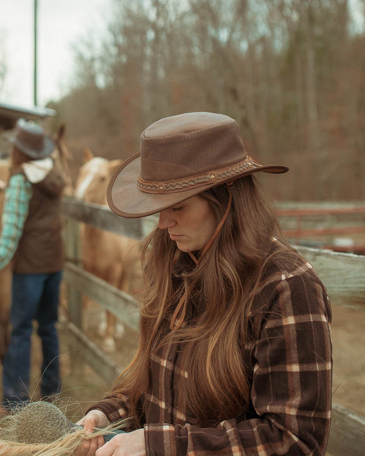 Outback Trading Company Wagga Wagga with Mesh Leather Hat Leather Hats