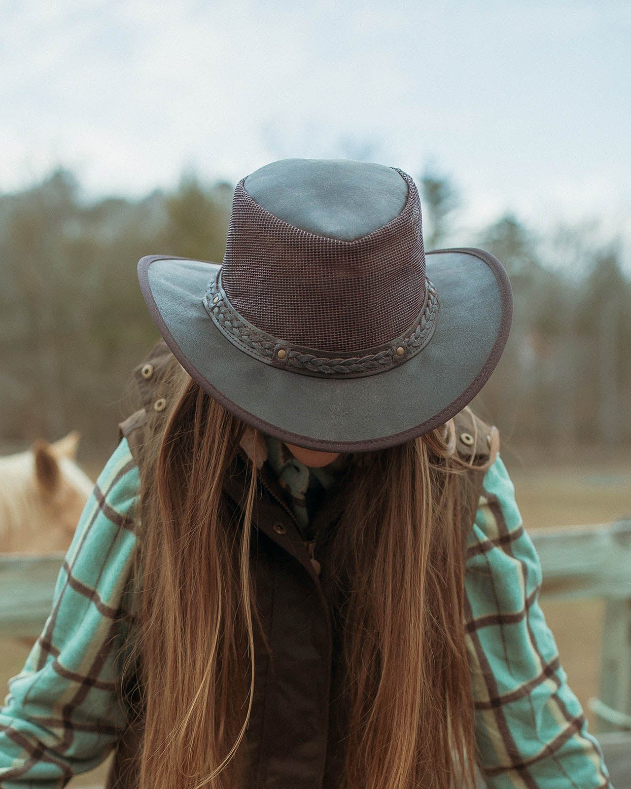 Outback Trading Company Wagga Wagga with Mesh Leather Hat Leather Hats