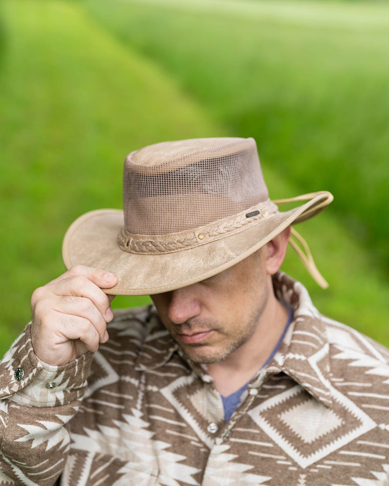 Outback Trading Company Wagga Wagga with Mesh Leather Hat Leather Hats