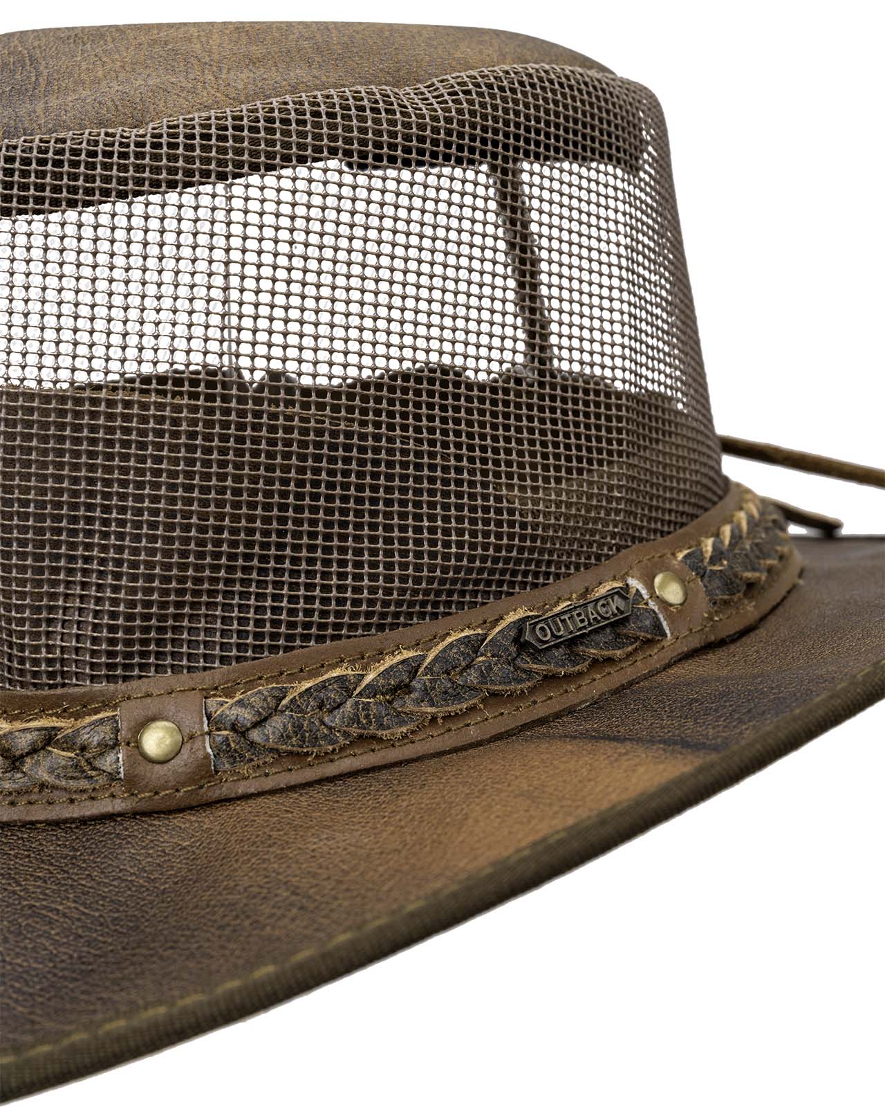 Outback Trading Company Wagga Wagga with Mesh Leather Hat Leather Hats