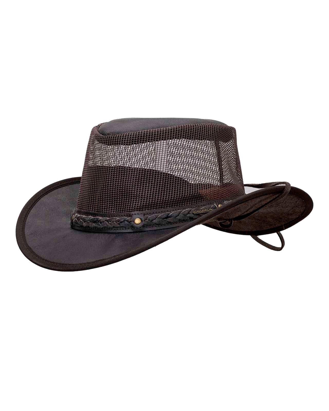 Outback Trading Company Wagga Wagga with Mesh Leather Hat Leather Hats