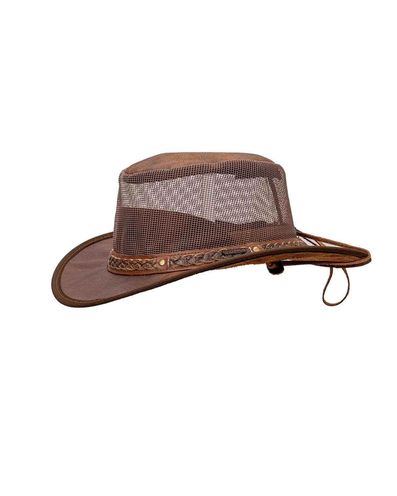 Outback Trading Company Wagga Wagga with Mesh Leather Hat Leather Hats