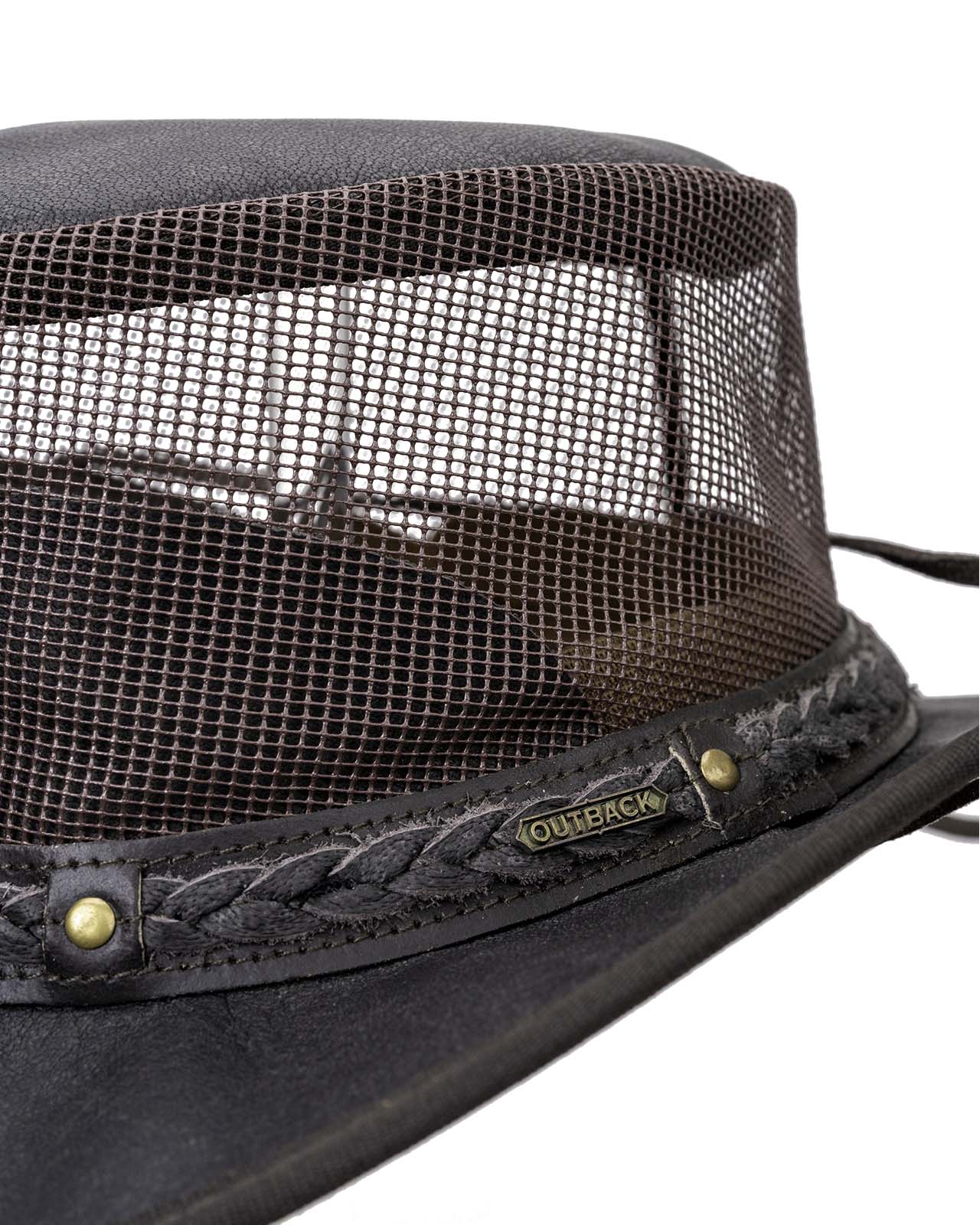 Outback Trading Company Wagga Wagga with Mesh Leather Hat Leather Hats