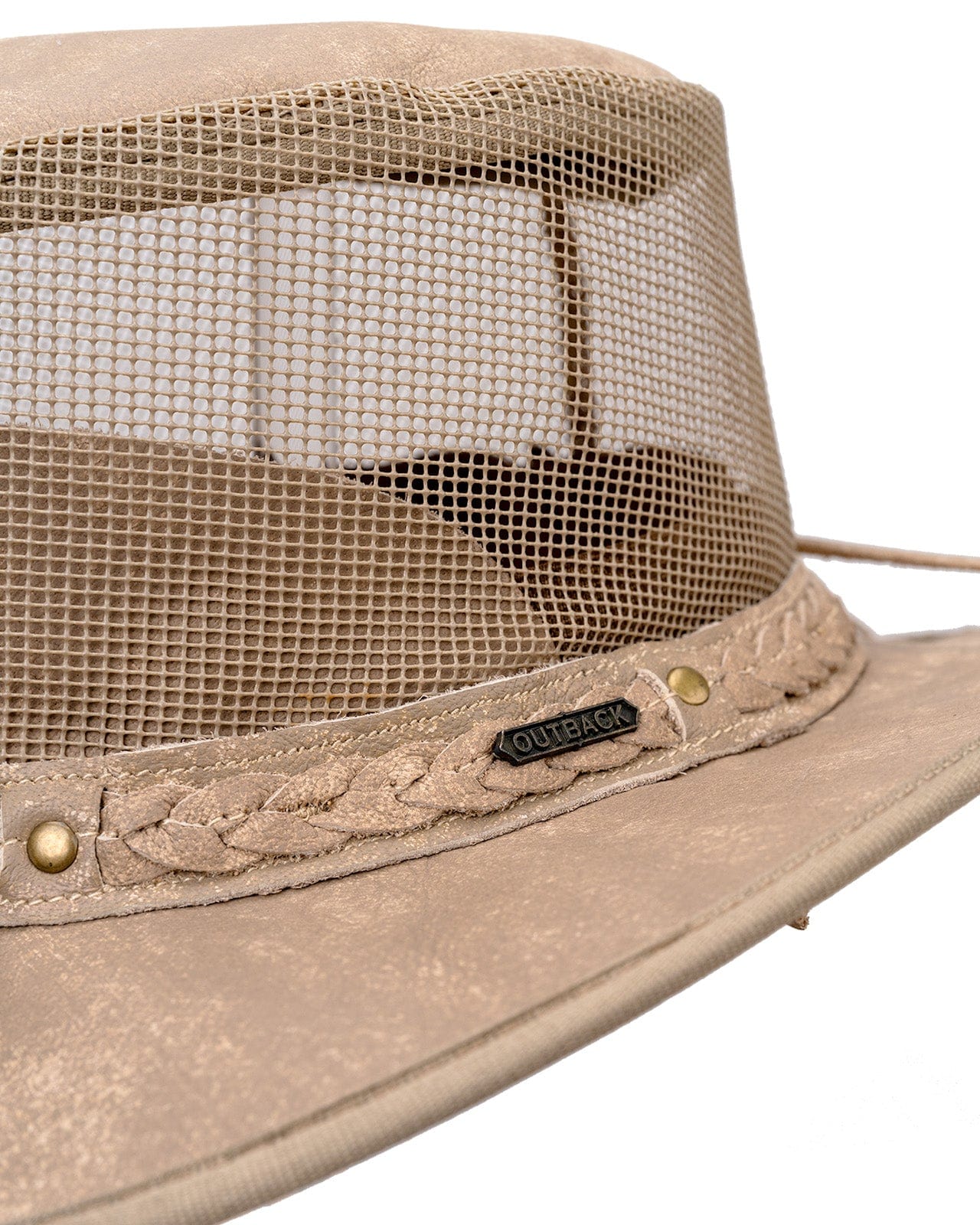 Outback Trading Company Wagga Wagga with Mesh Leather Hat Leather Hats